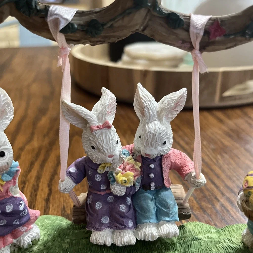 Vintage Easter Swinging Bunnys By Artist/Designer Sculped and Designed By Jaimy